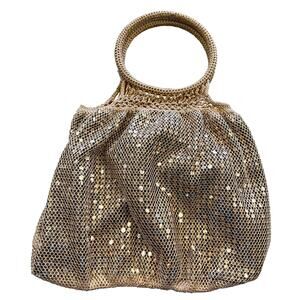 Chateau Gold Shimmer Crochet Hobo Shoulder Bag